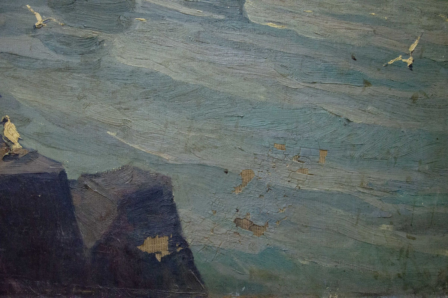 Oil painting Night coast