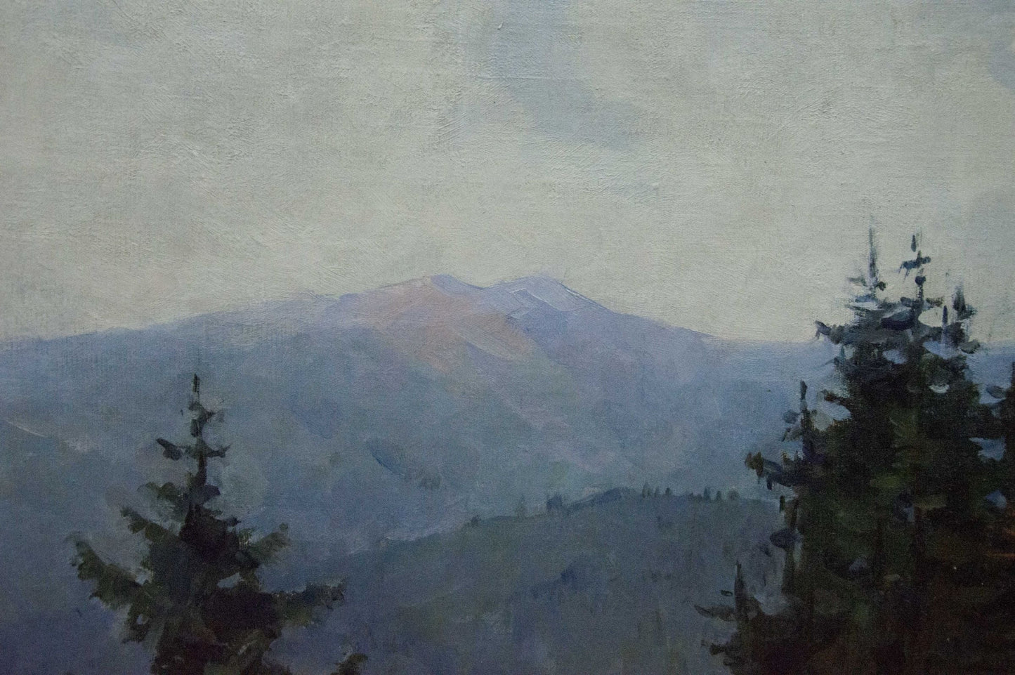 Oil painting Wooded Mountainscape Unknown artist