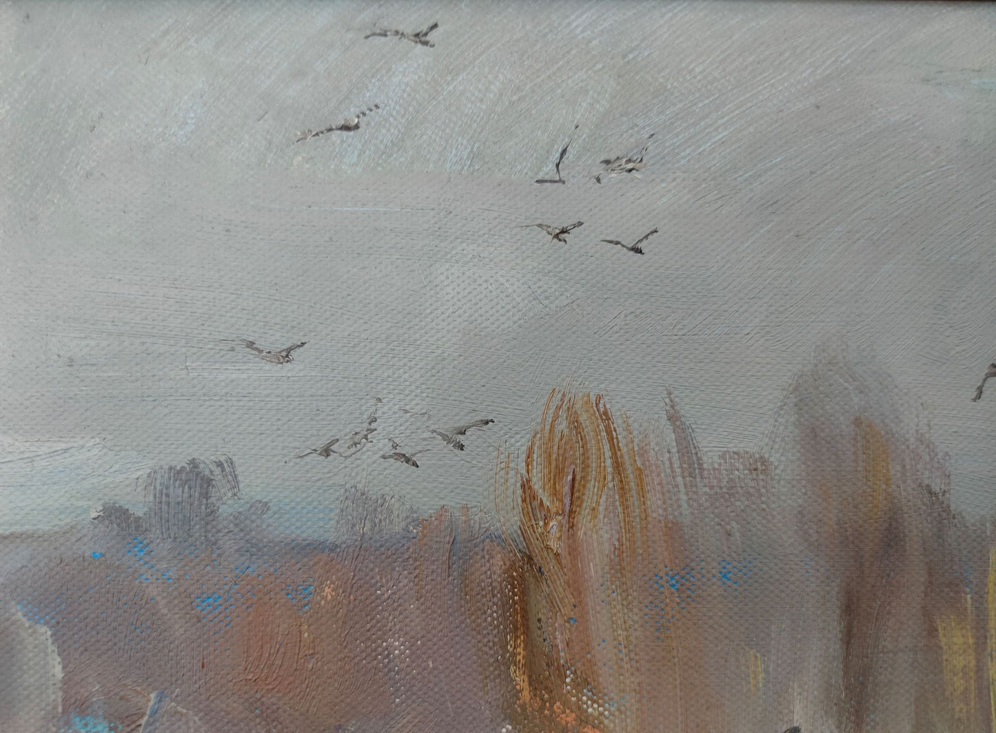 Winter road portrayed in an oil painting by V. V. Mishurovsky