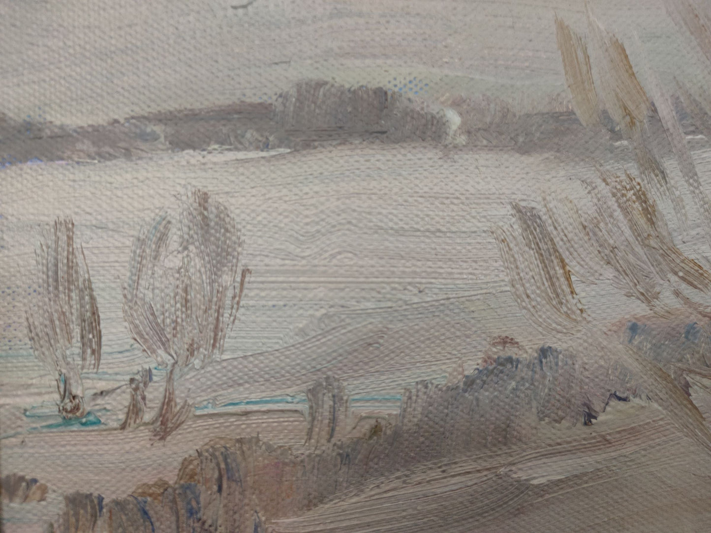 Oil painting titled "Winter Road" by V. V. Mishurovsky