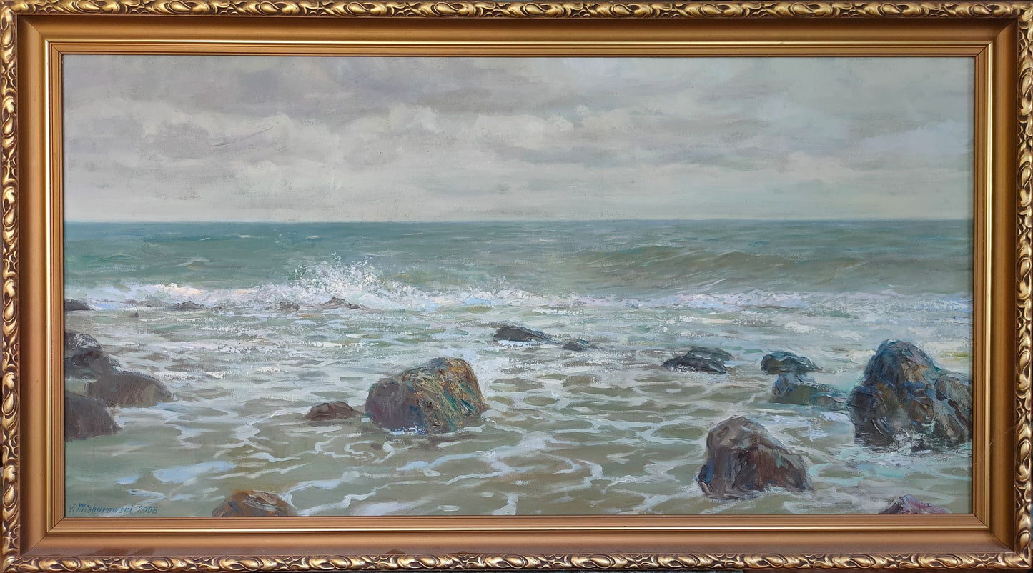 Oil painting Sea shore. Azure Mishurovsky V. V.