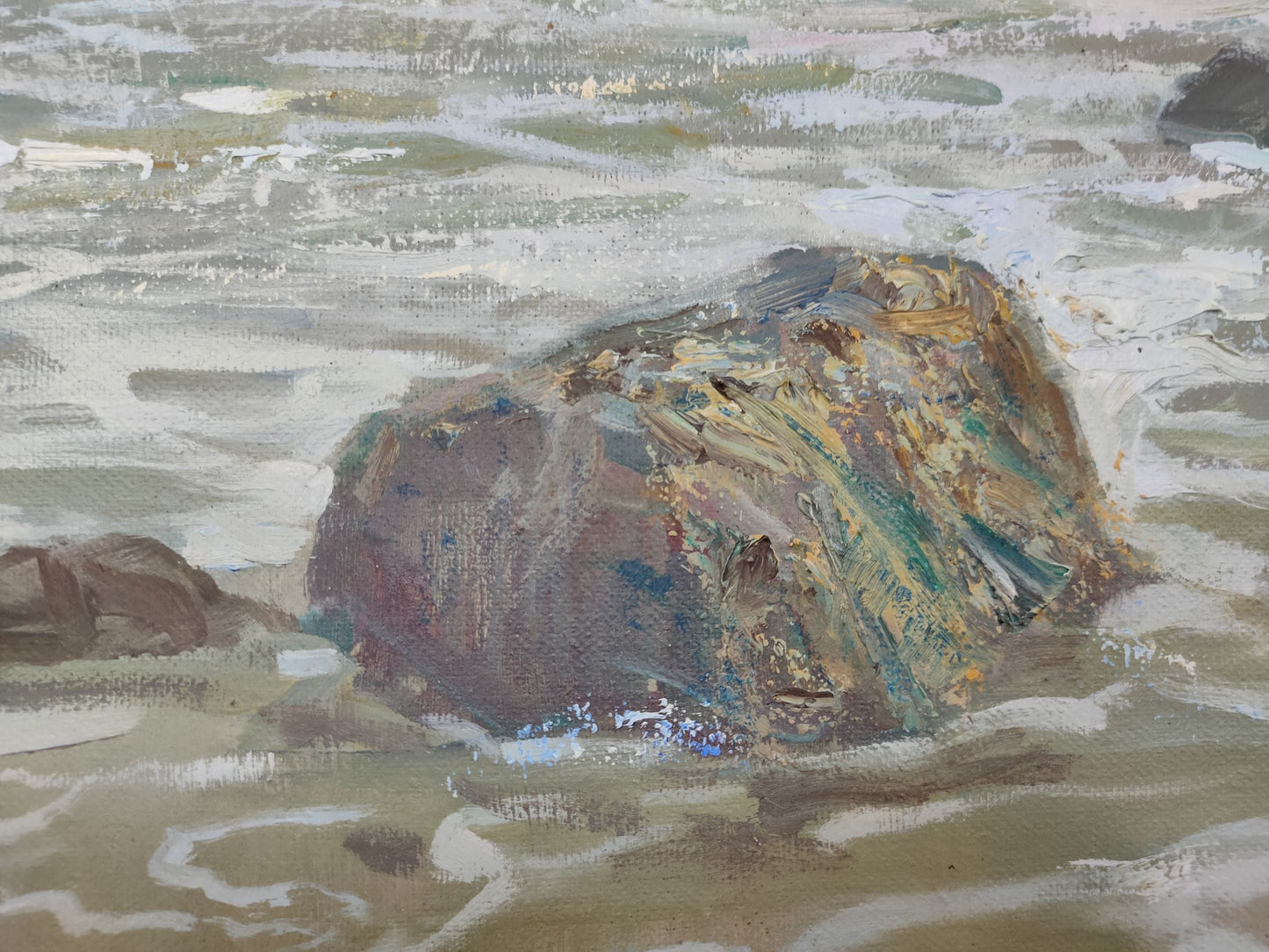 Seaside Serenity: Mishurovsky V. V.'s Oil Rendering of the Azure Sea Shore