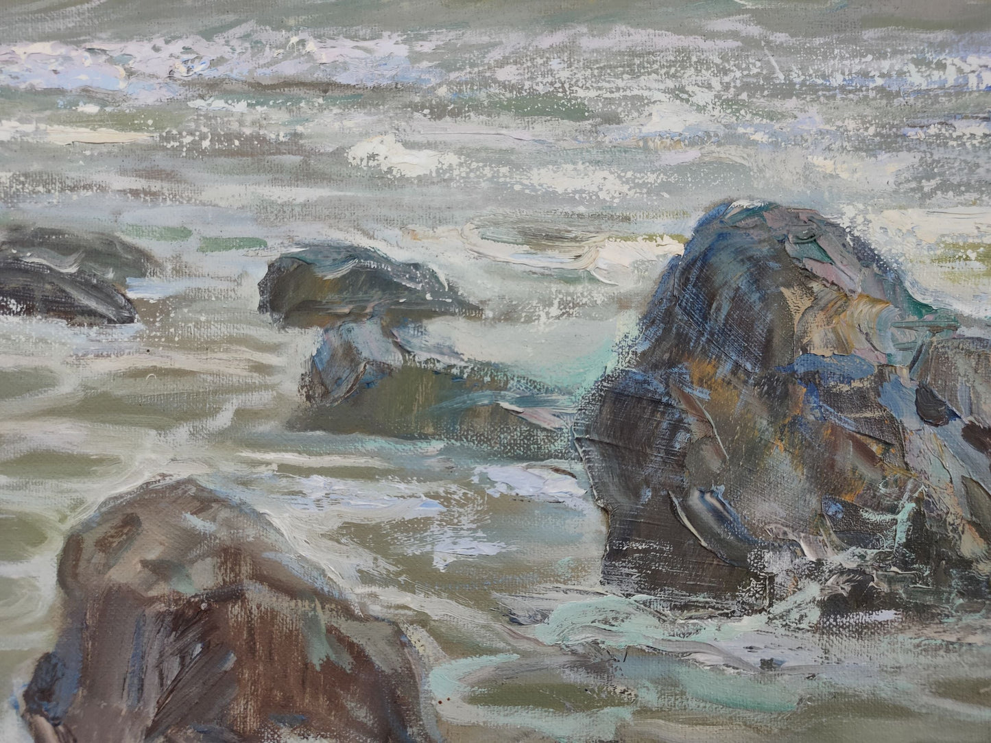 Coastal Harmony: Mishurovsky V. V.'s Oil Creation Featuring the Azure Sea Shore