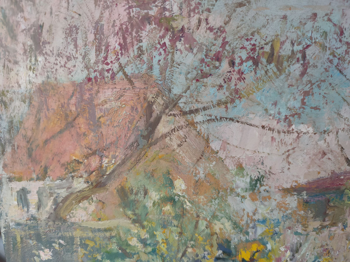 Oil painting April yard