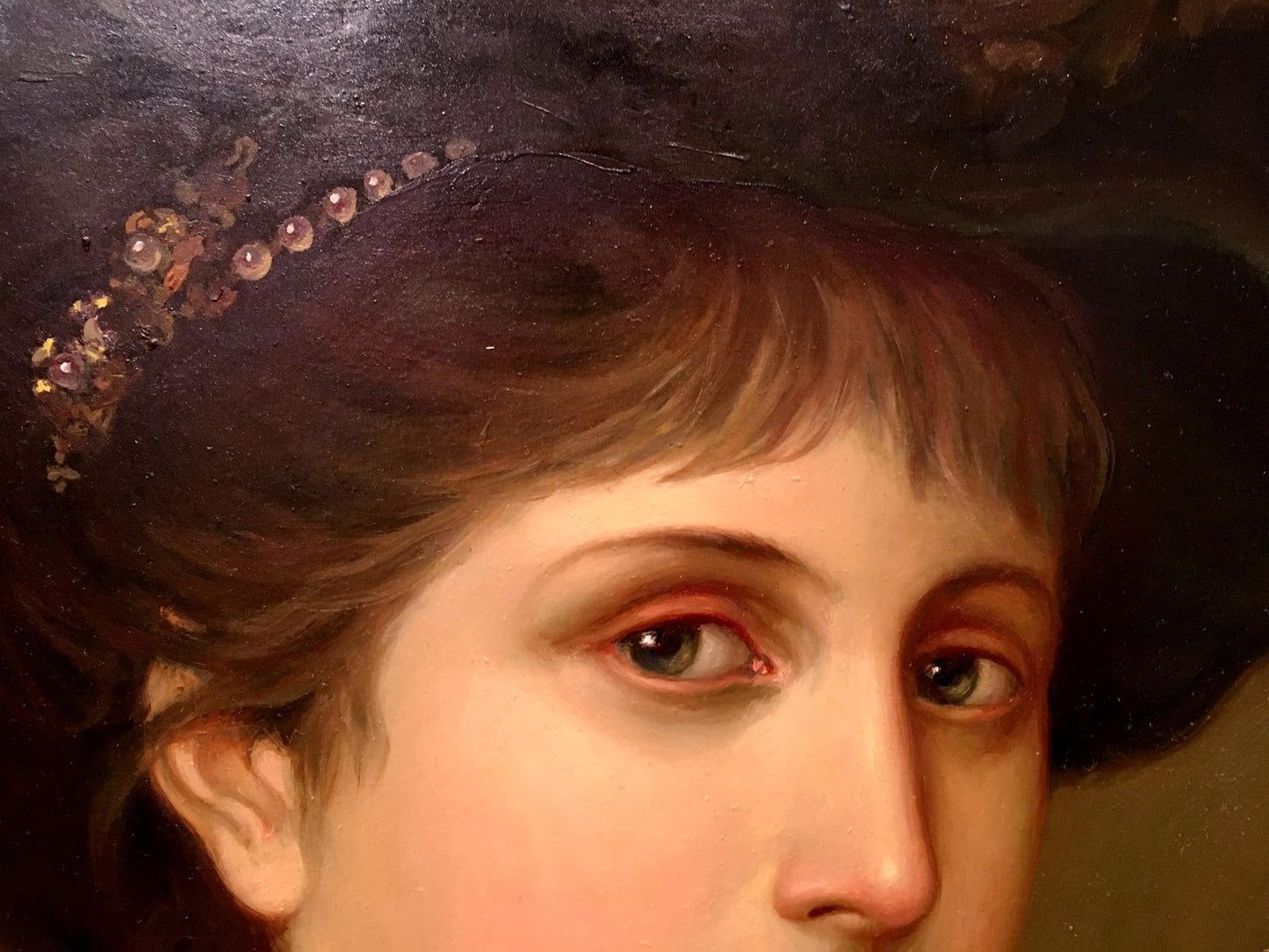 Oil painting Portrait of a girl with a white rose European artist