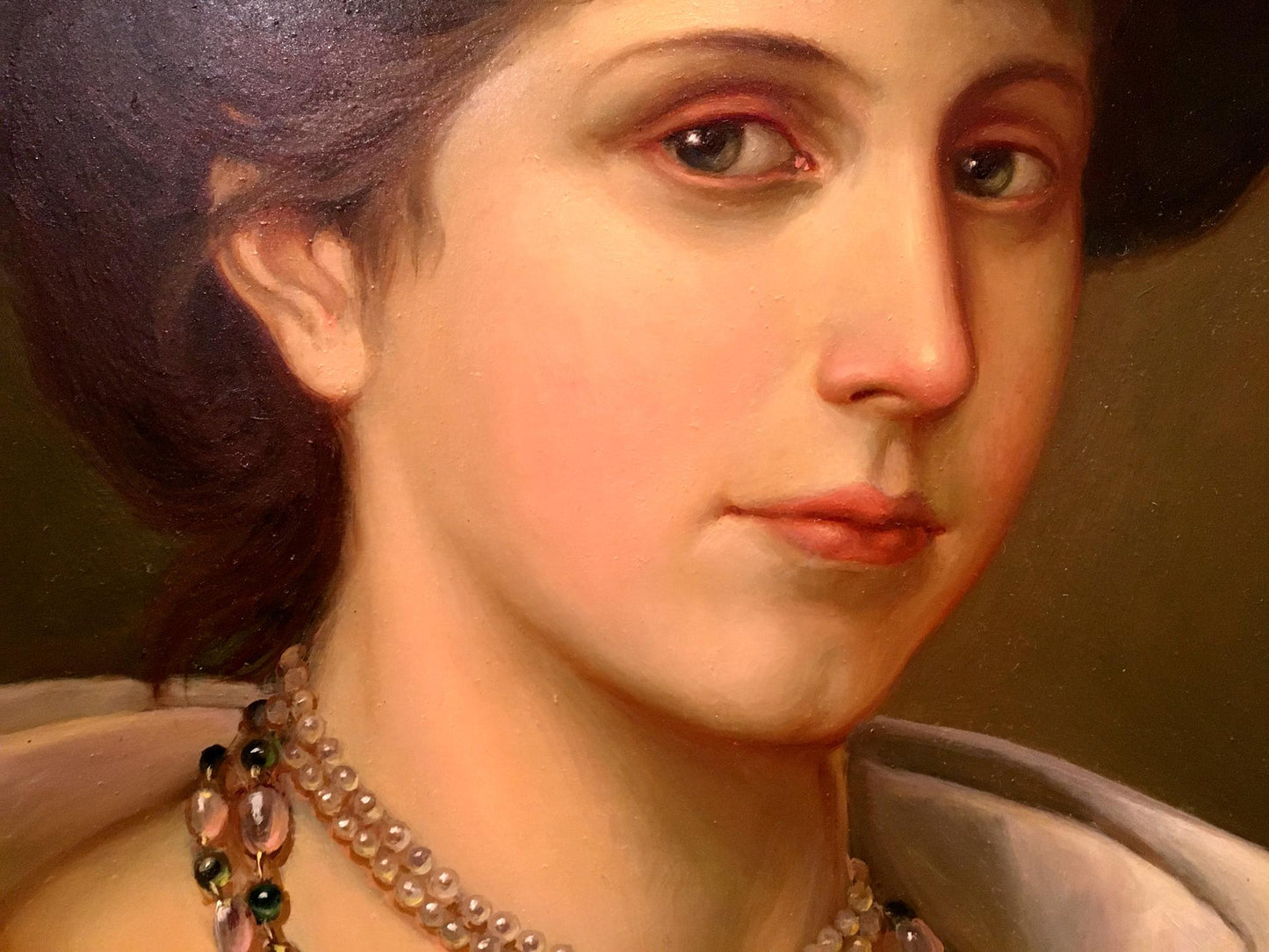 Oil painting Portrait of a girl with a white rose European artist