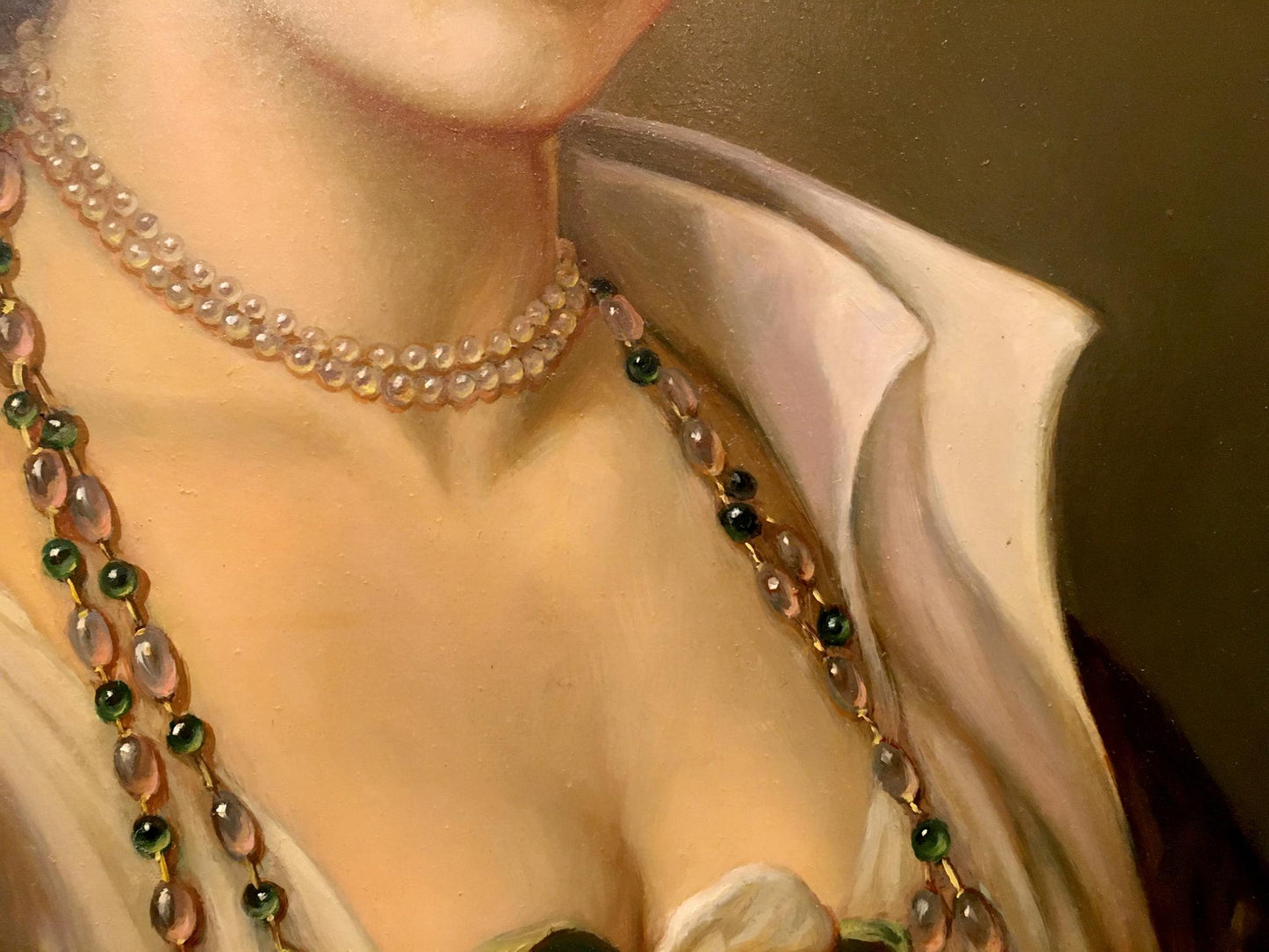 Oil painting Portrait of a girl with a white rose European artist