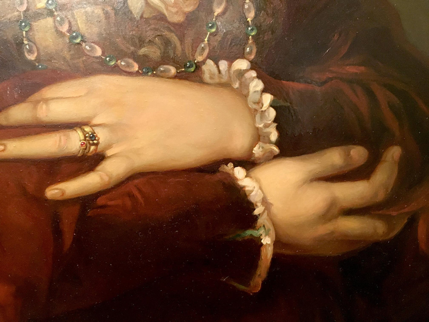 Oil painting Portrait of a girl with a white rose European artist
