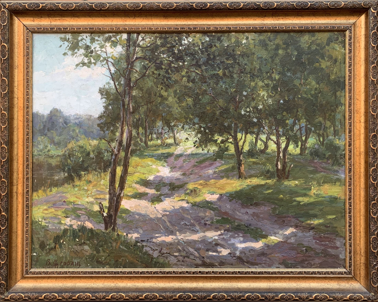 Oil painting Between the trees V. Shcherban