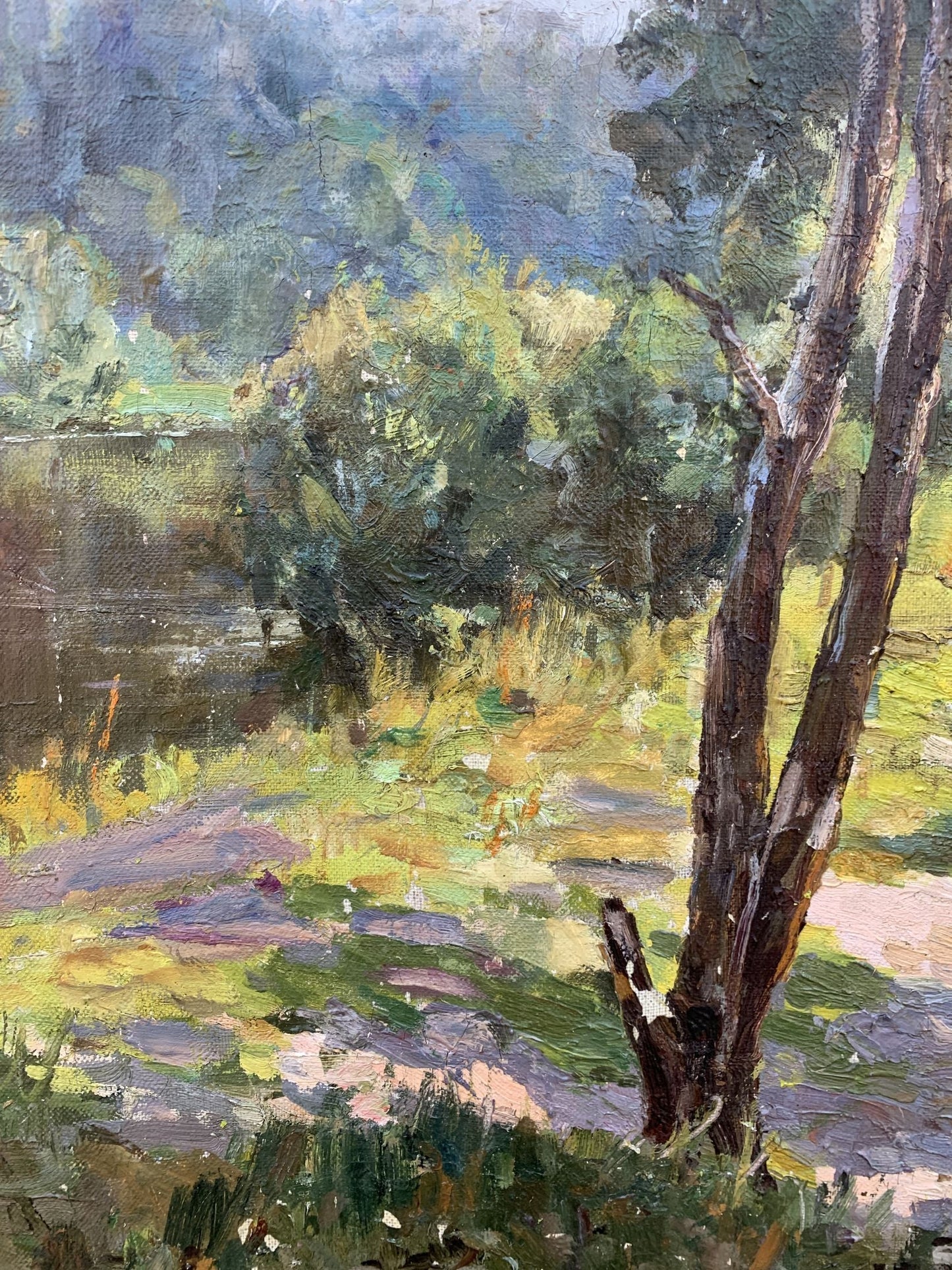 Oil painting Between the trees V. Shcherban