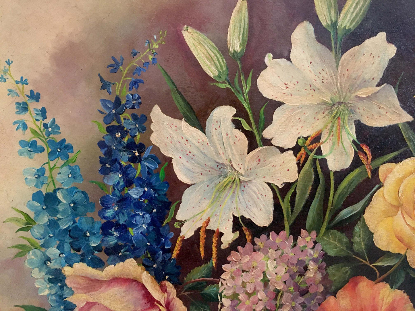Oil painting Variegated Floral Arrangement Unknown artist