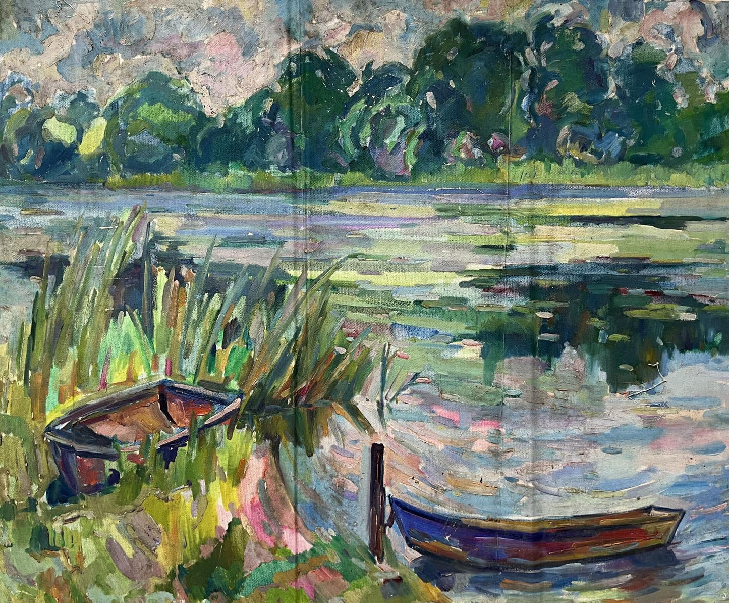 Oil painting boats Peter Dobrev