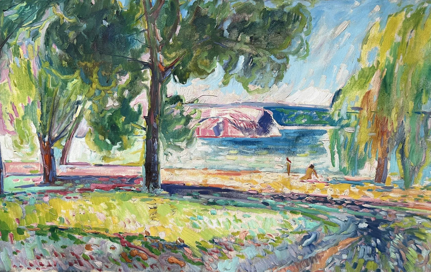 Abstract oil painting on the beach Peter Dobrev