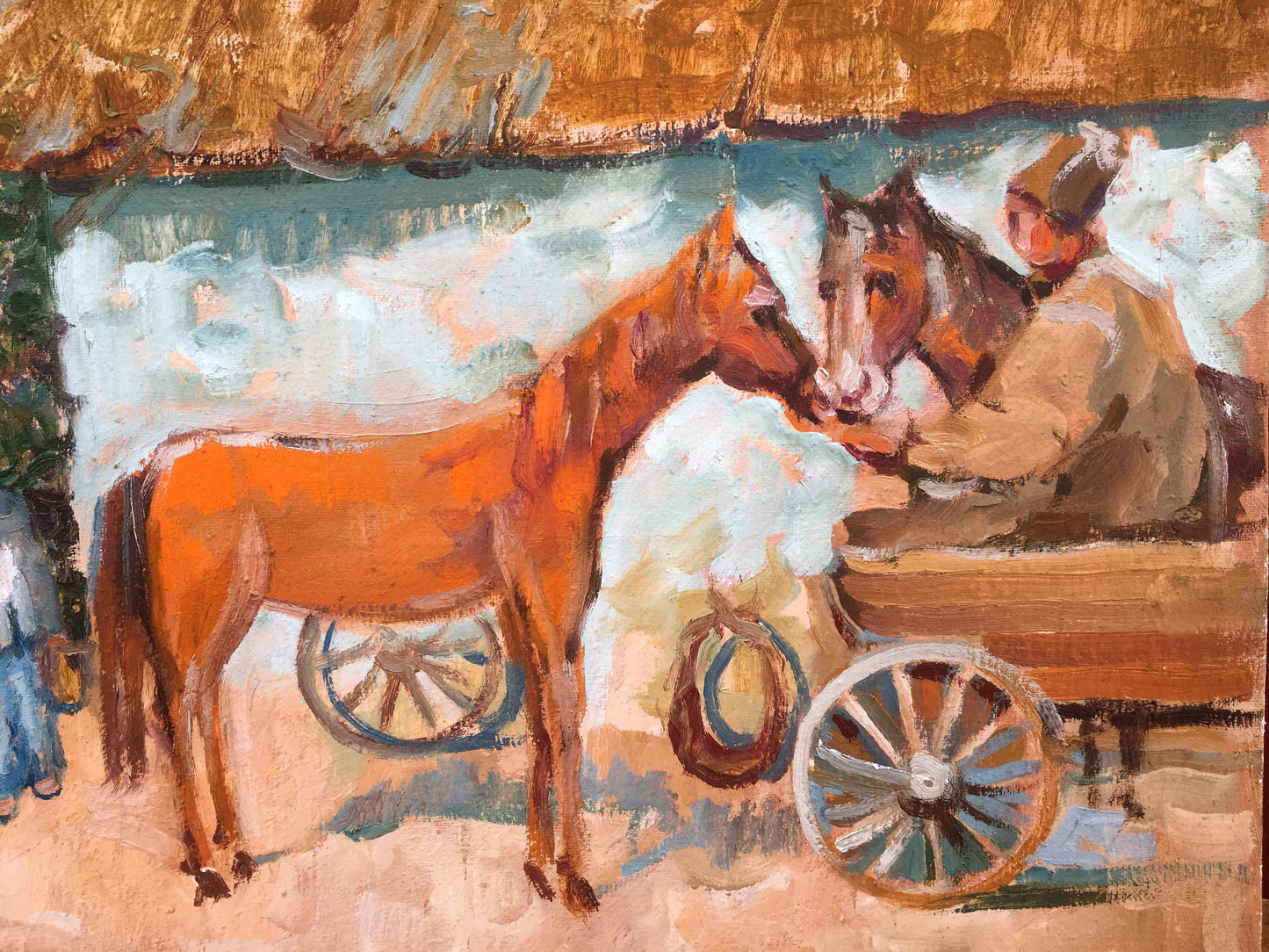 Near the house oil painting Alexei Nikolaevich Timoshenko
