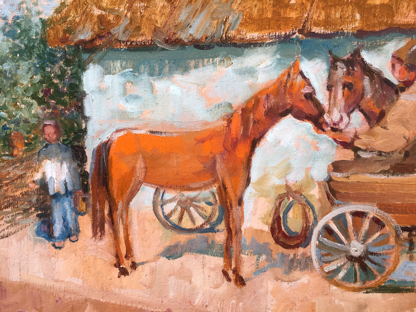 Near the house oil painting Alexei Nikolaevich Timoshenko