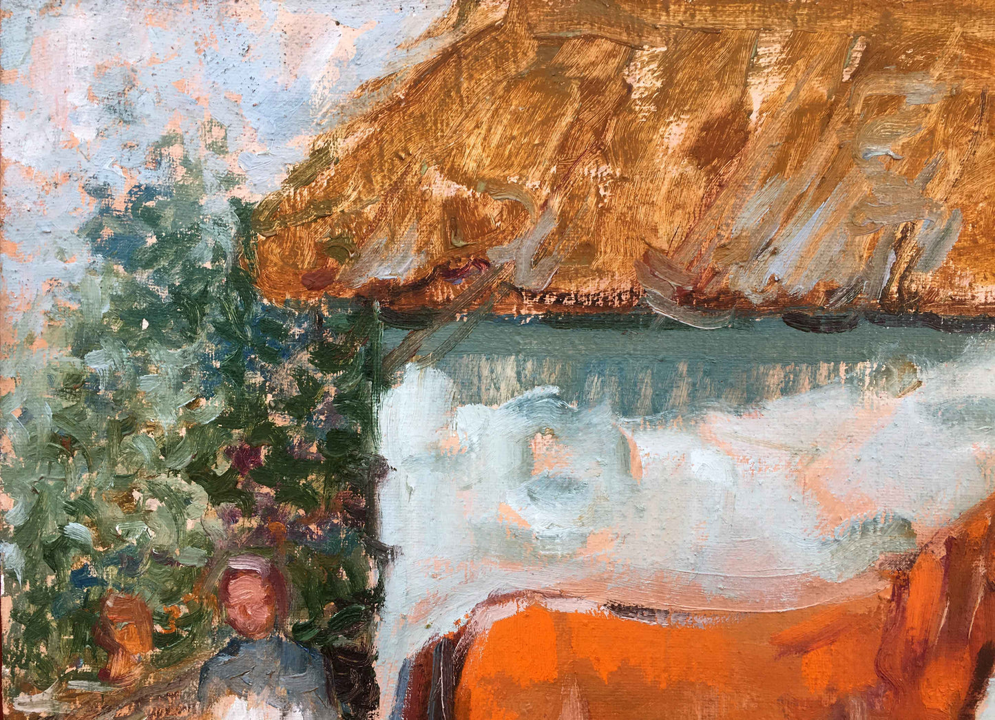 Near the house oil painting Alexei Nikolaevich Timoshenko