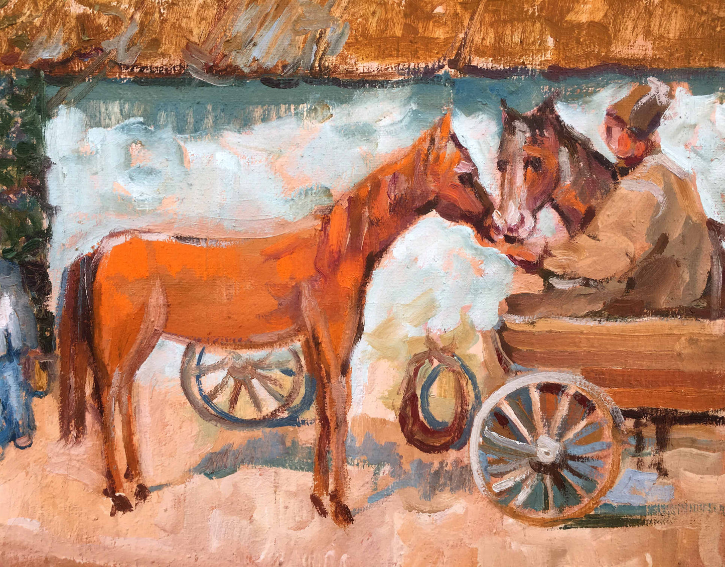 Near the house oil painting Alexei Nikolaevich Timoshenko