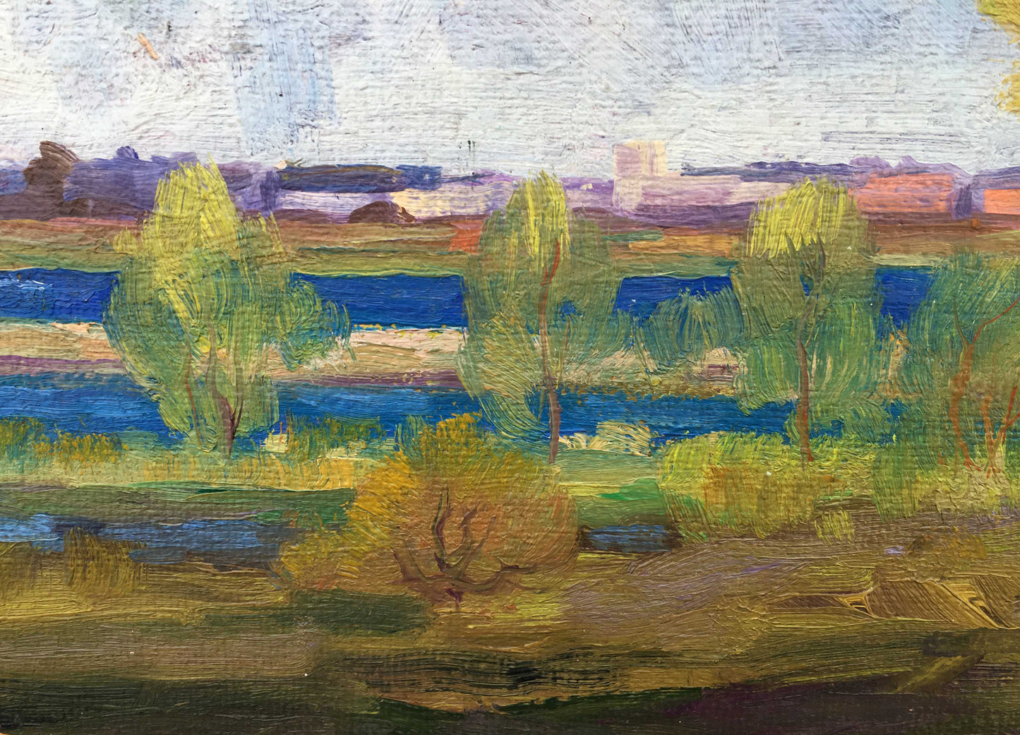Oil on canvas portraying an autumn view