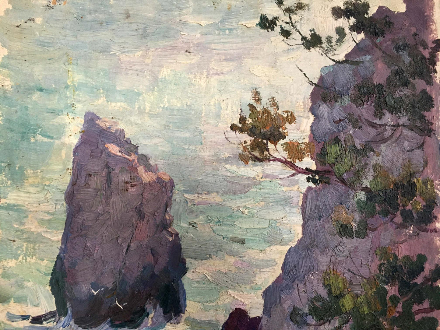 Oil painting Landscape with a shore