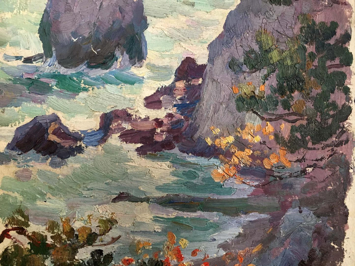 Oil painting Landscape with a shore
