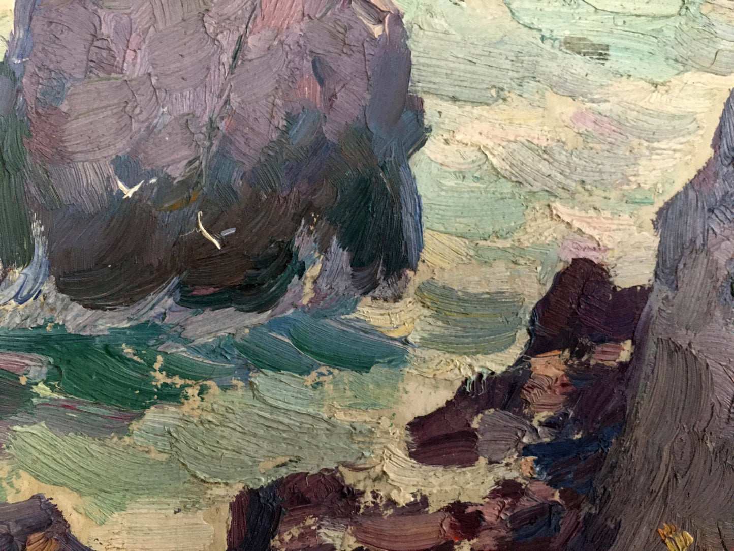 Oil painting Landscape with a shore
