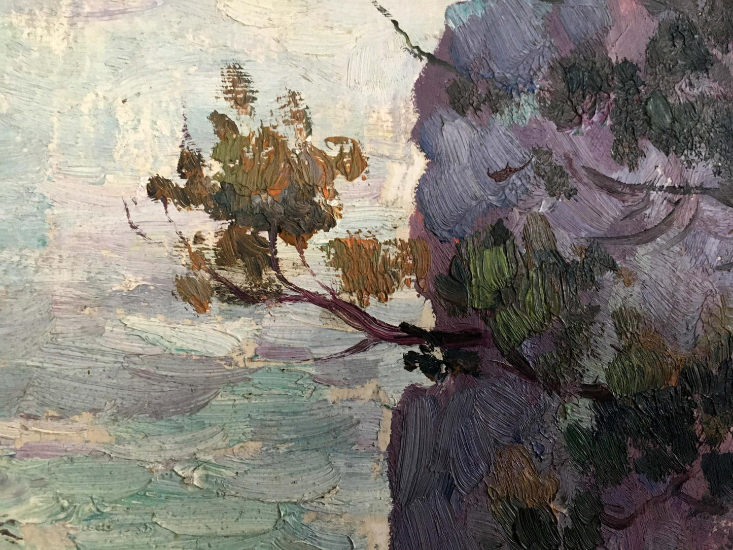 Oil painting Landscape with a shore