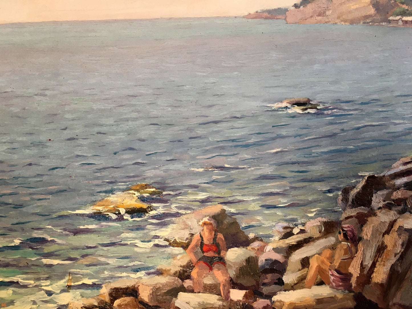 Oil painting The first rays of sun on the sea Unknown artist