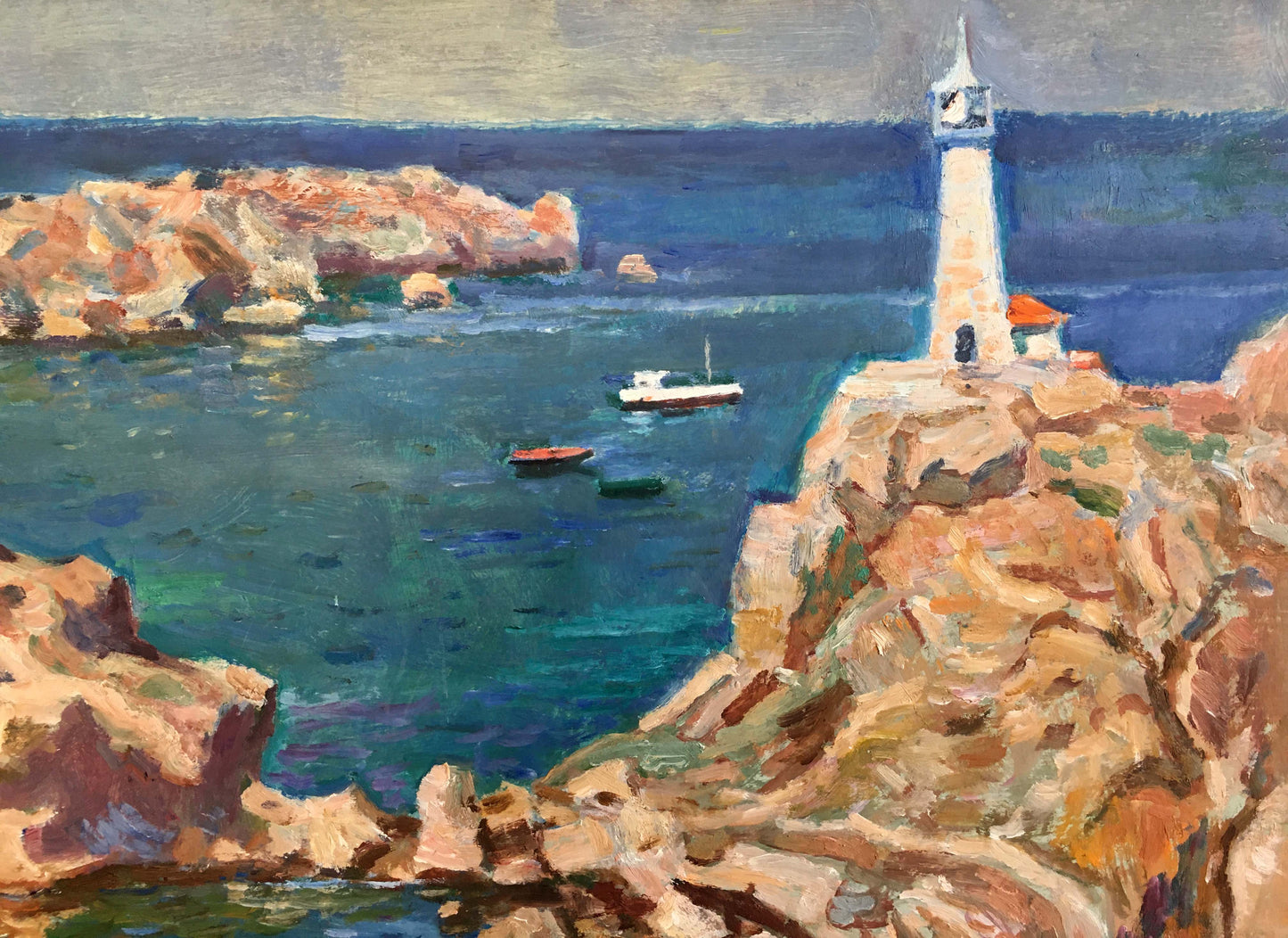 Oil painting Landscape with a lighthouse Konovalov V. Y.