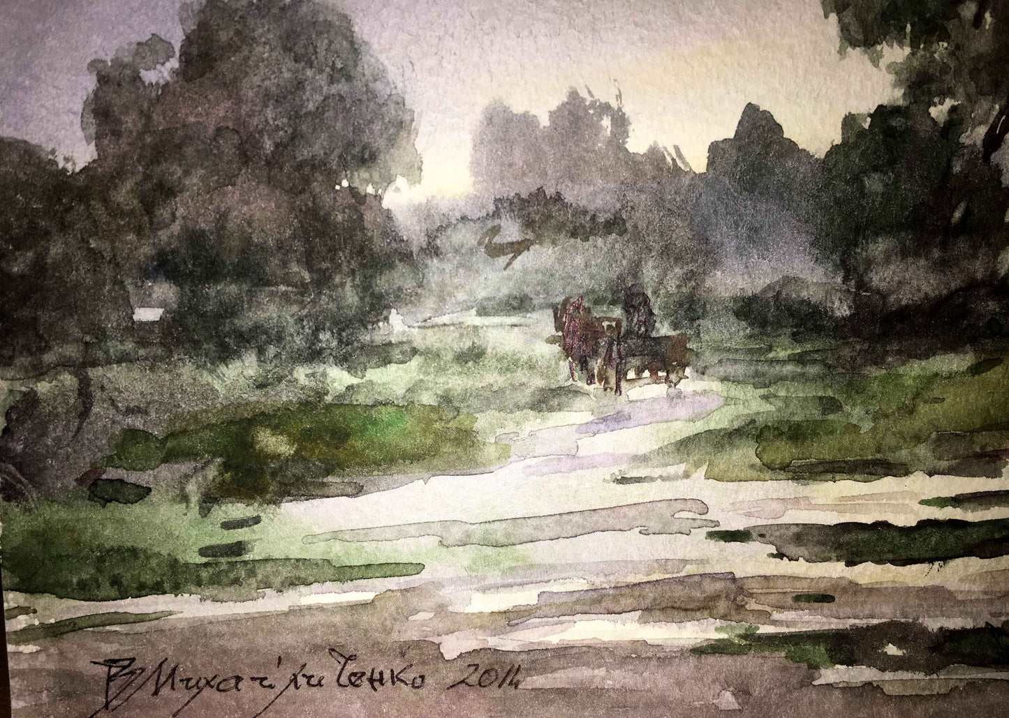 After the rain watercolor painting Viktor Mikhailichenko