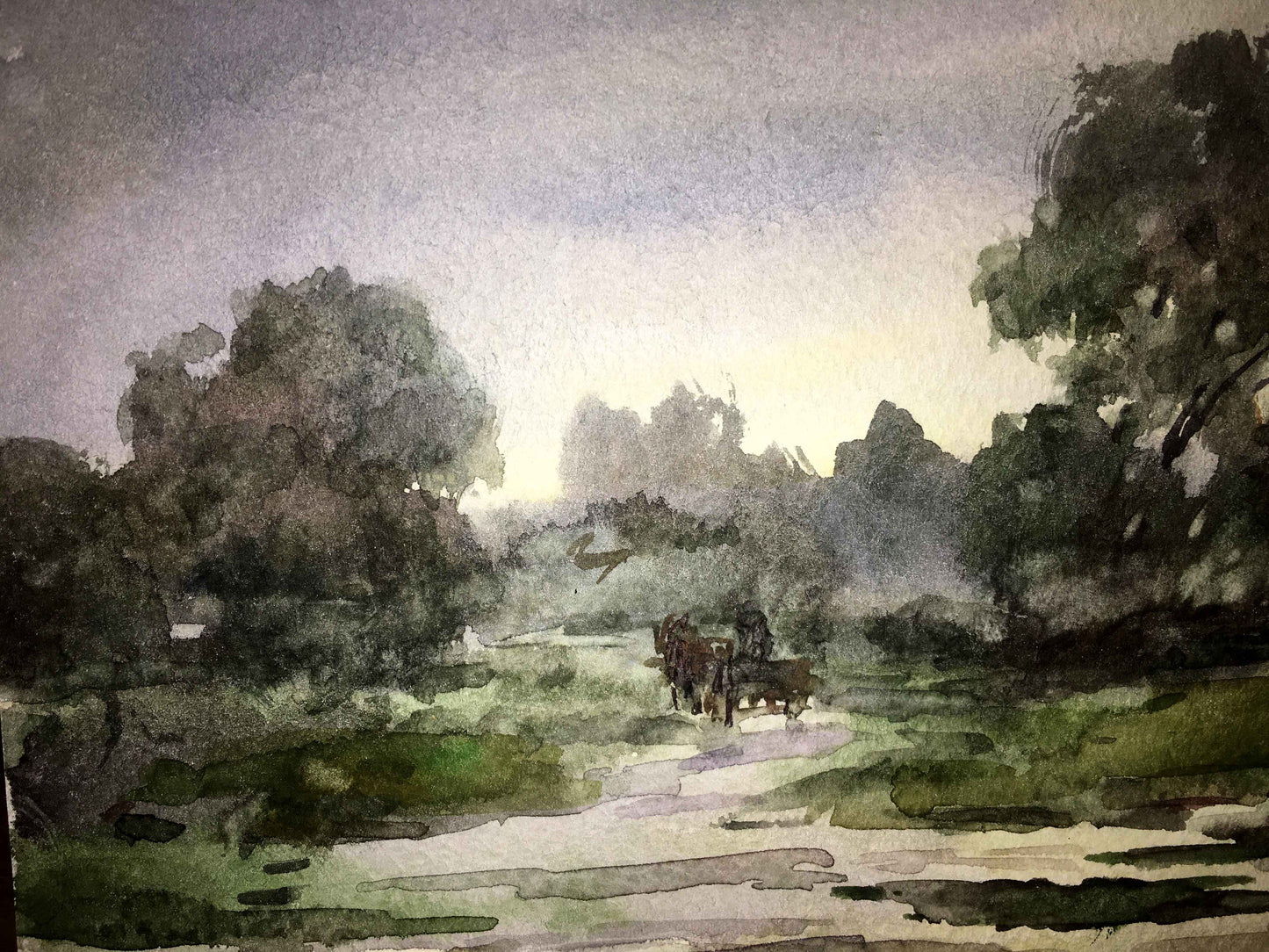 After the rain watercolor painting Viktor Mikhailichenko
