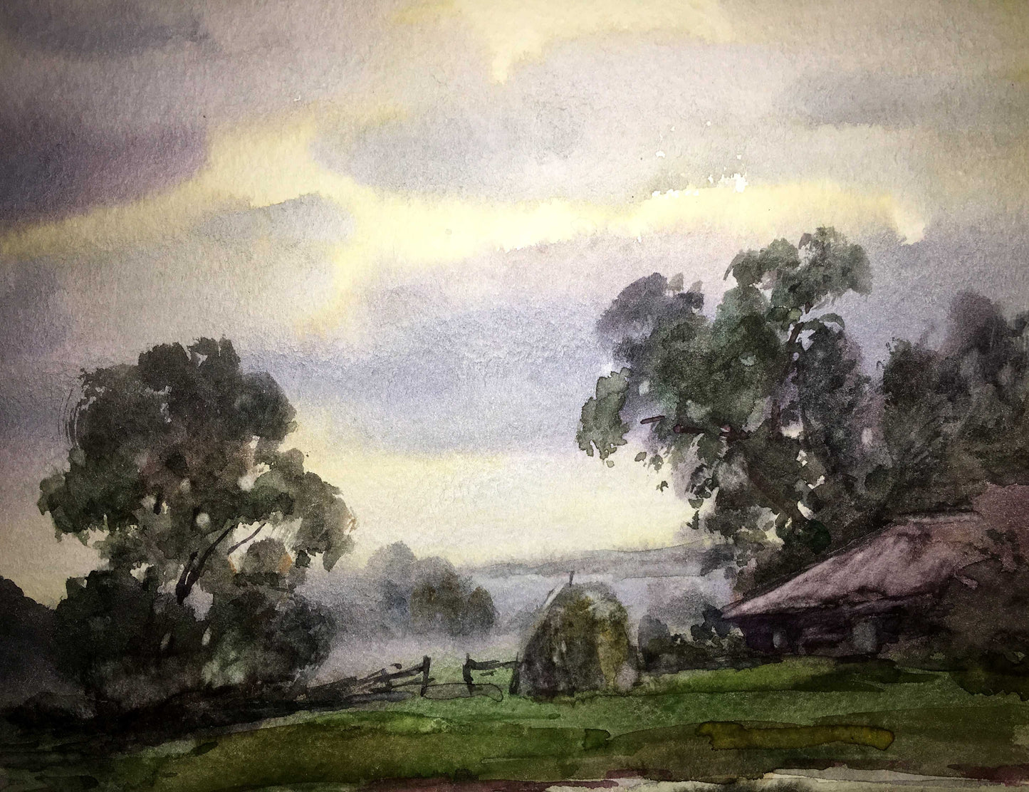 After the rain watercolor painting Viktor Mikhailichenko