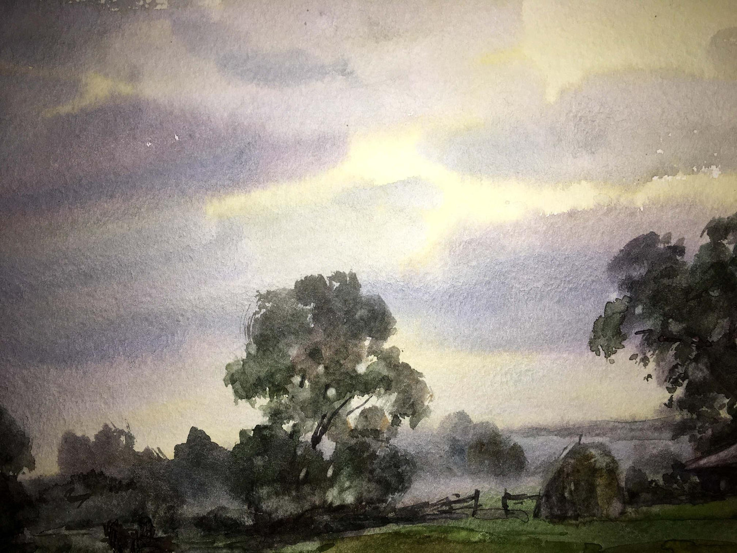 After the rain watercolor painting Viktor Mikhailichenko