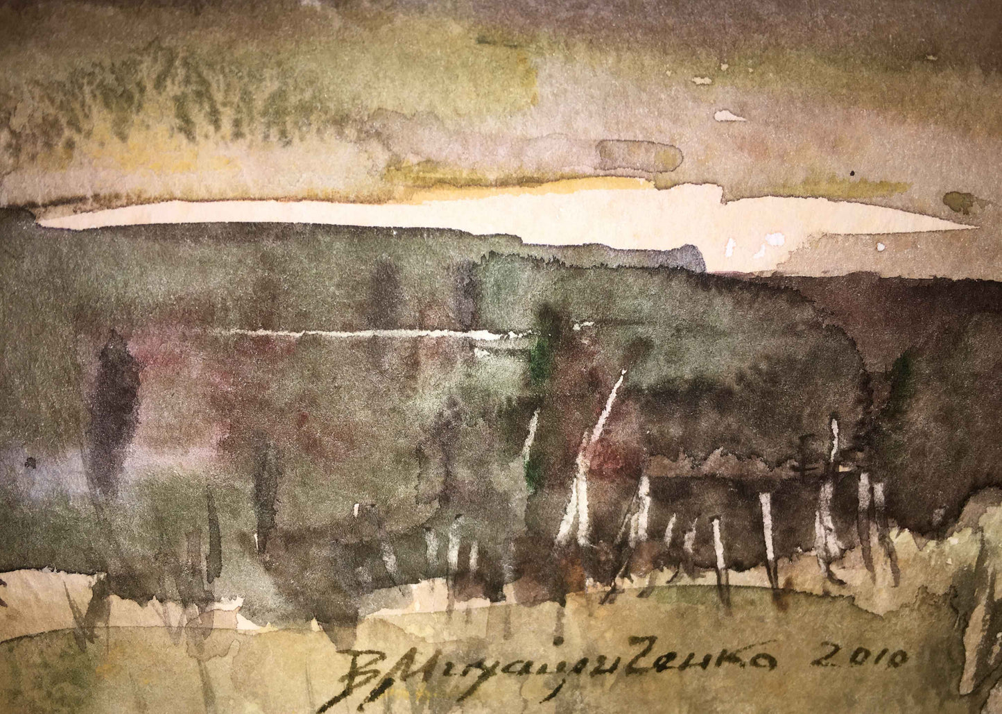 Watercolor painting Autumn landscape Viktor Mikhailichenko
