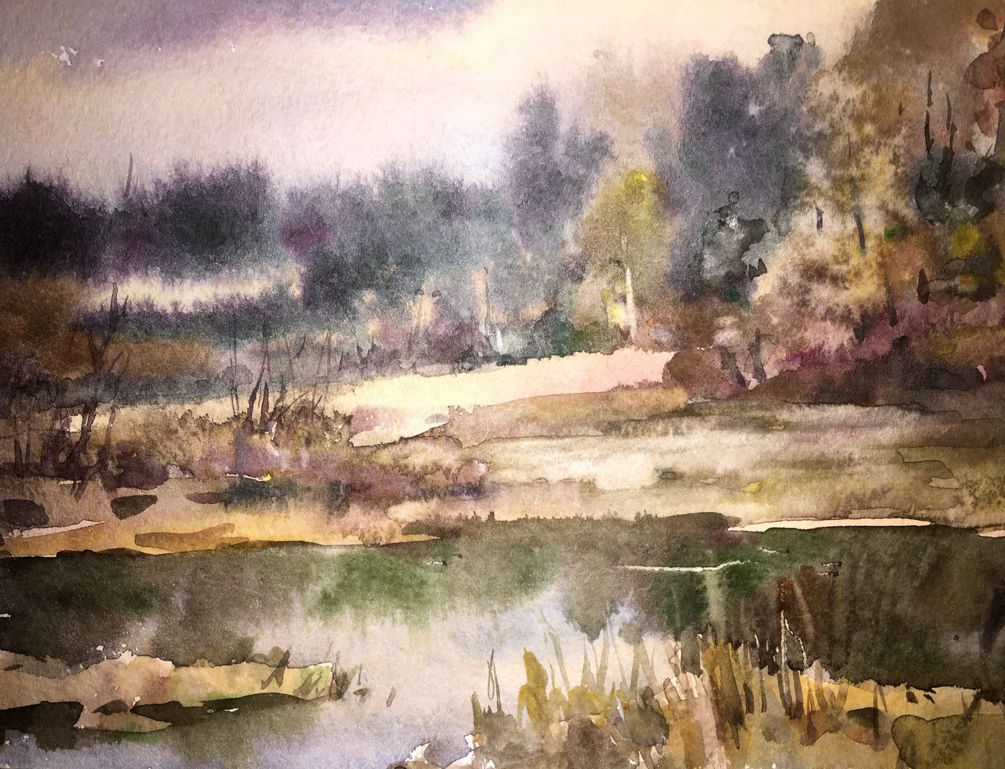 Watercolor painting Autumn landscape Viktor Mikhailichenko
