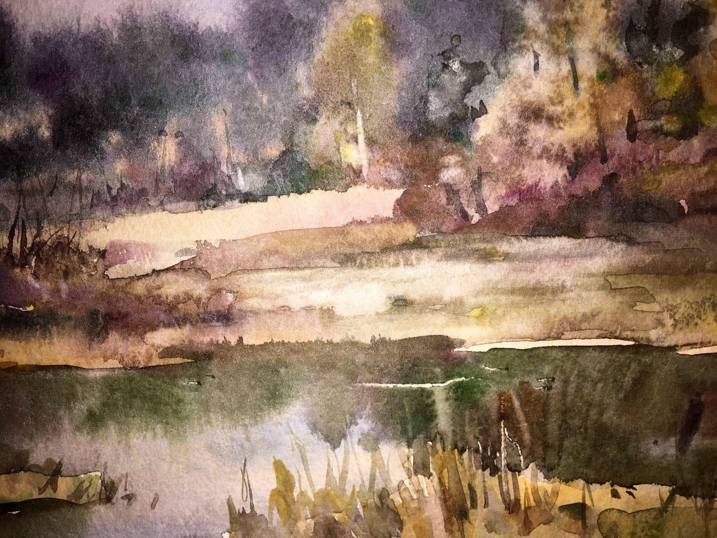 Watercolor painting Autumn landscape Viktor Mikhailichenko