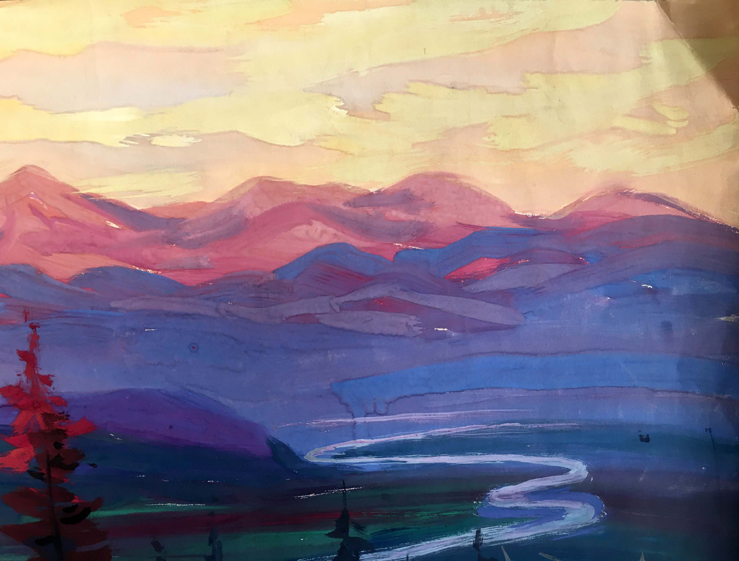 Oil painting Evening mountain landscape Shary Anatoly Ivanovich