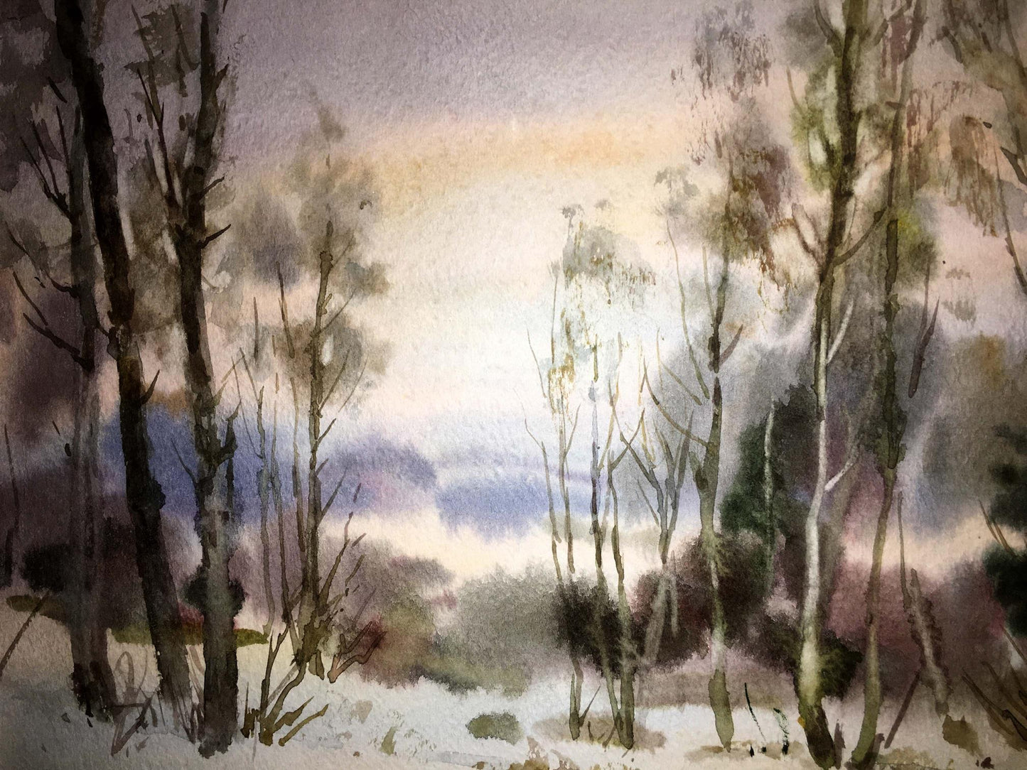 End of winter watercolor painting Viktor Mikhailichenko
