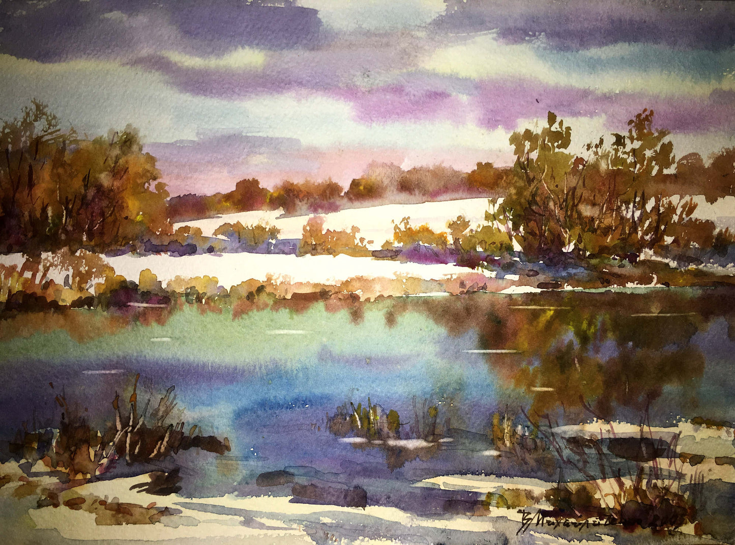 Early spring watercolor painting Viktor Mikhailichenko