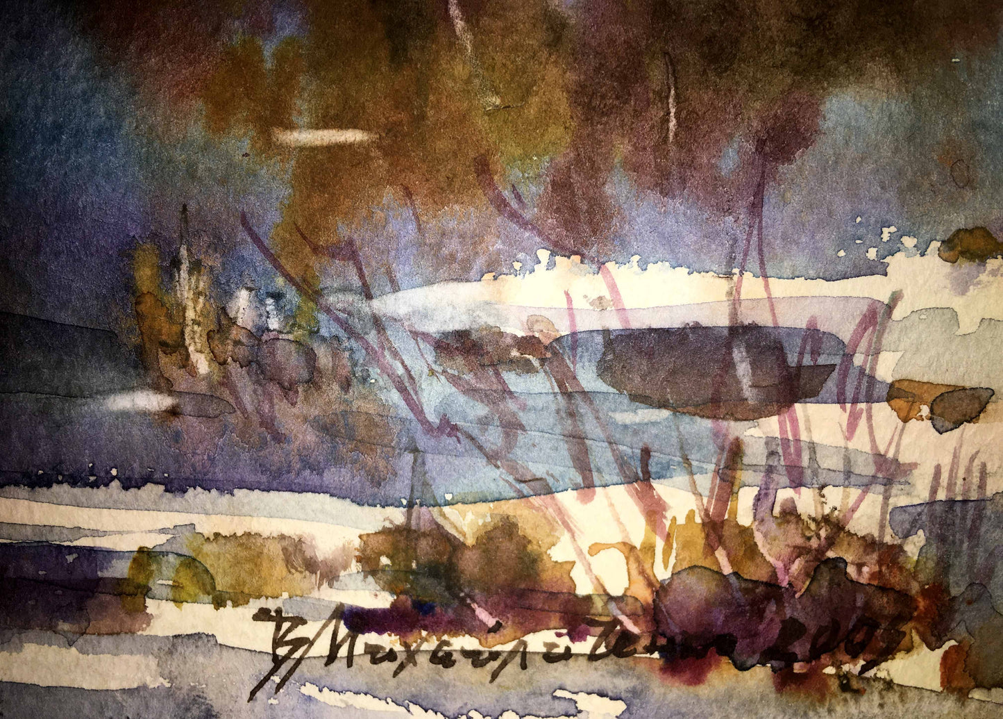 Early spring watercolor painting Viktor Mikhailichenko