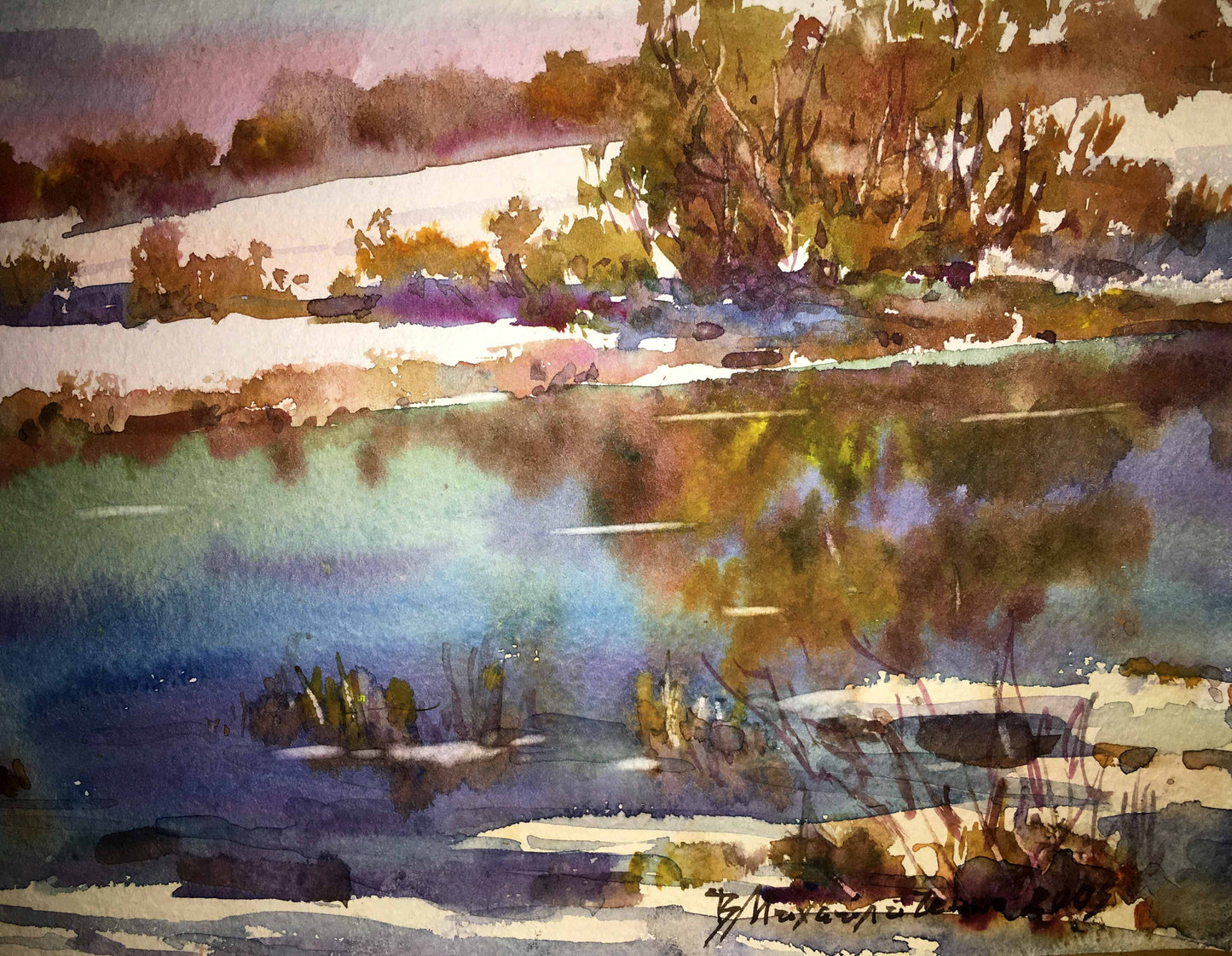 Early spring watercolor painting Viktor Mikhailichenko