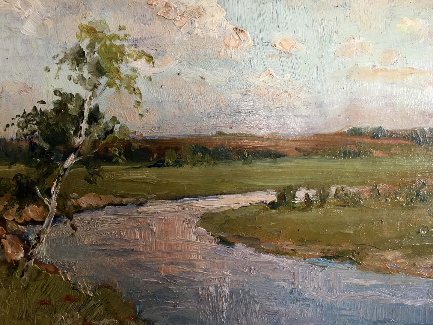 Oil paintign River landscape Sergeyev N. S.