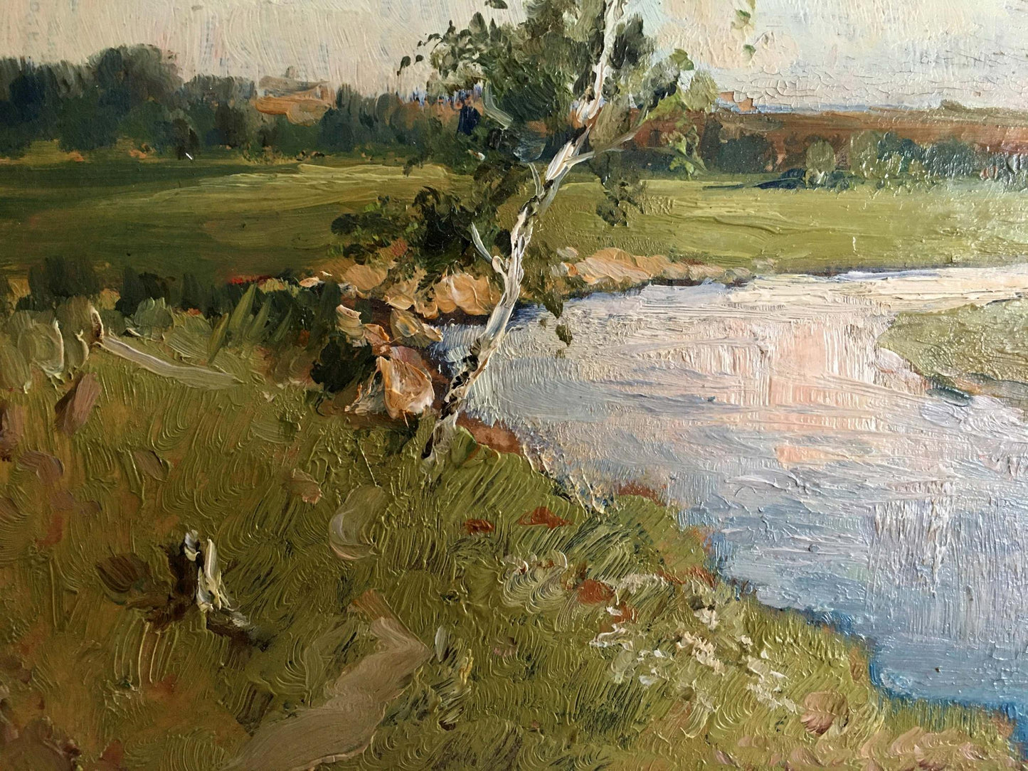 Oil paintign River landscape Sergeyev N. S.