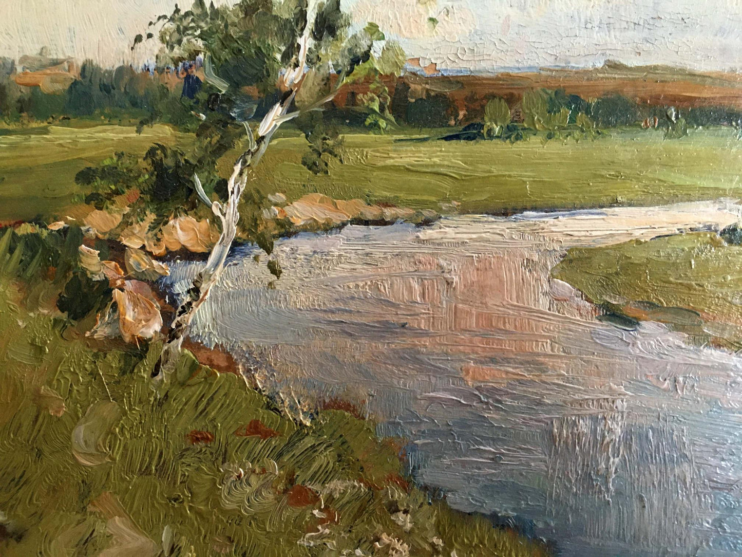 Oil paintign River landscape Sergeyev N. S.