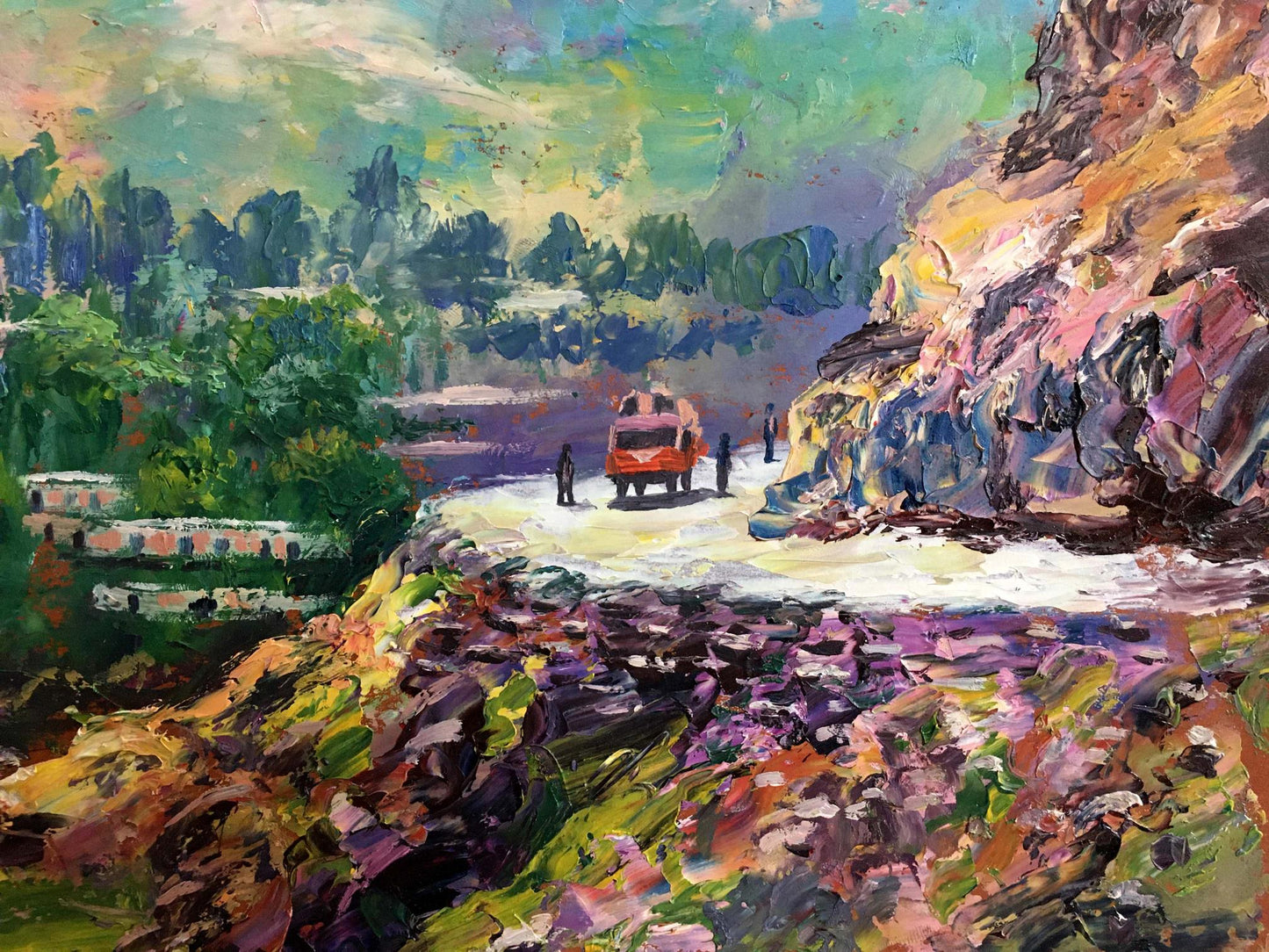 Oil painting A trip to another country Aishokoovk