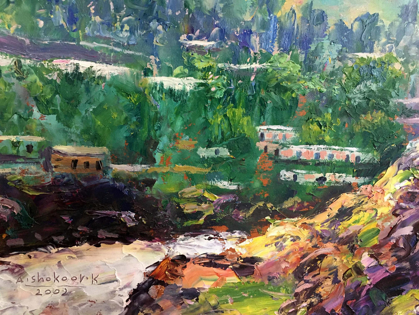 Oil painting A trip to another country Aishokoovk