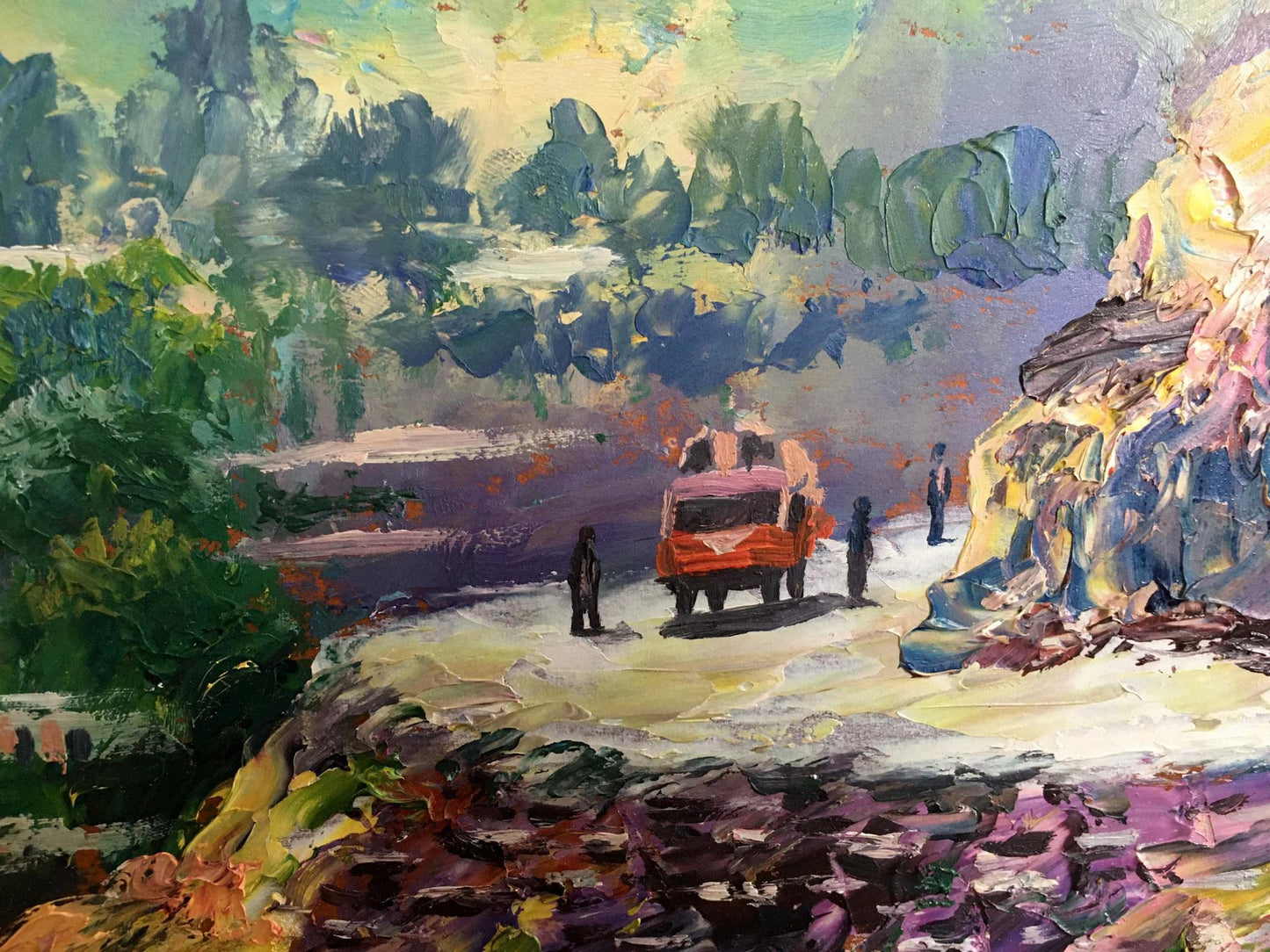 Oil painting A trip to another country Aishokoovk
