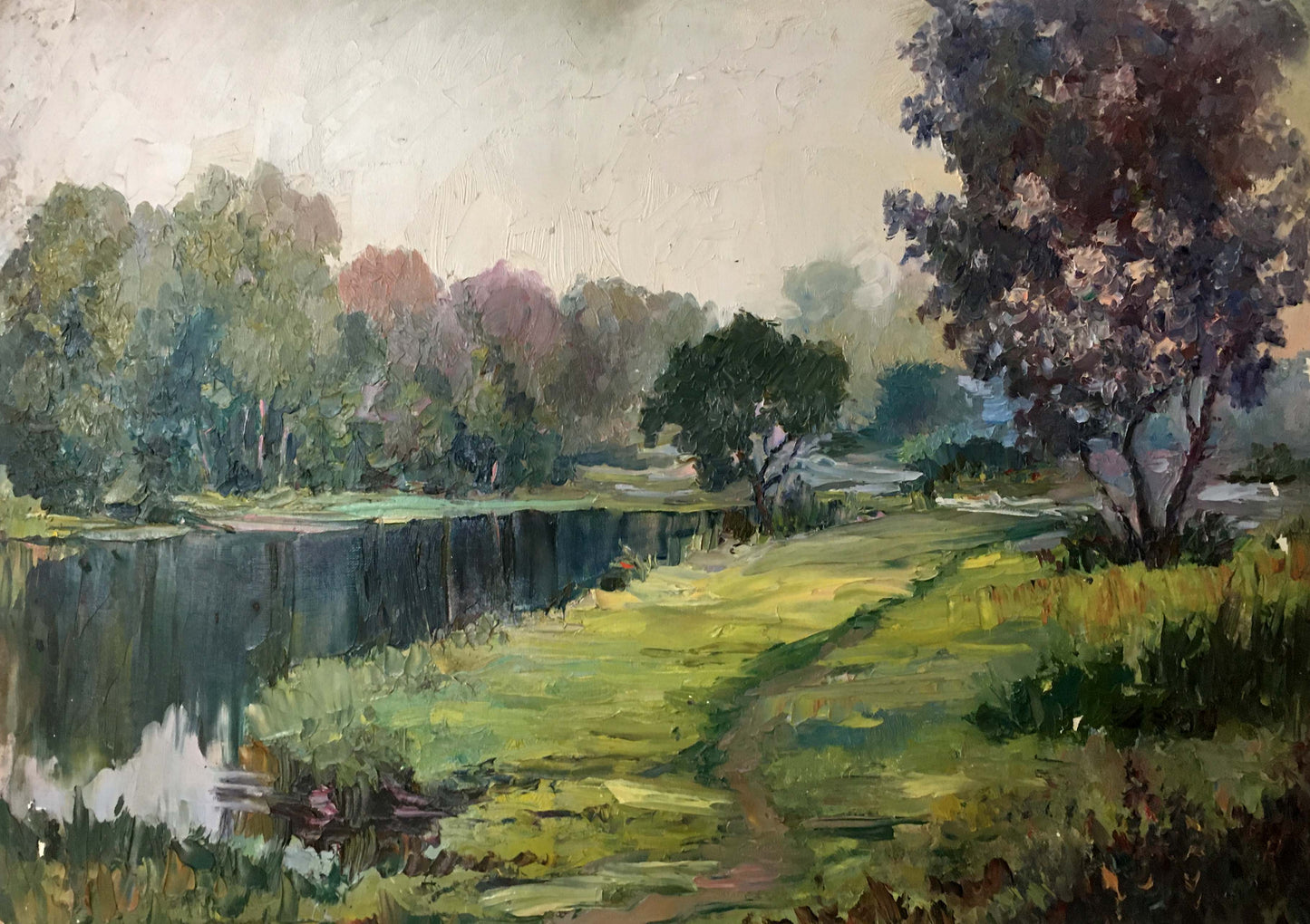 Oil painting River landscape Lednev Dmytro Yakovych