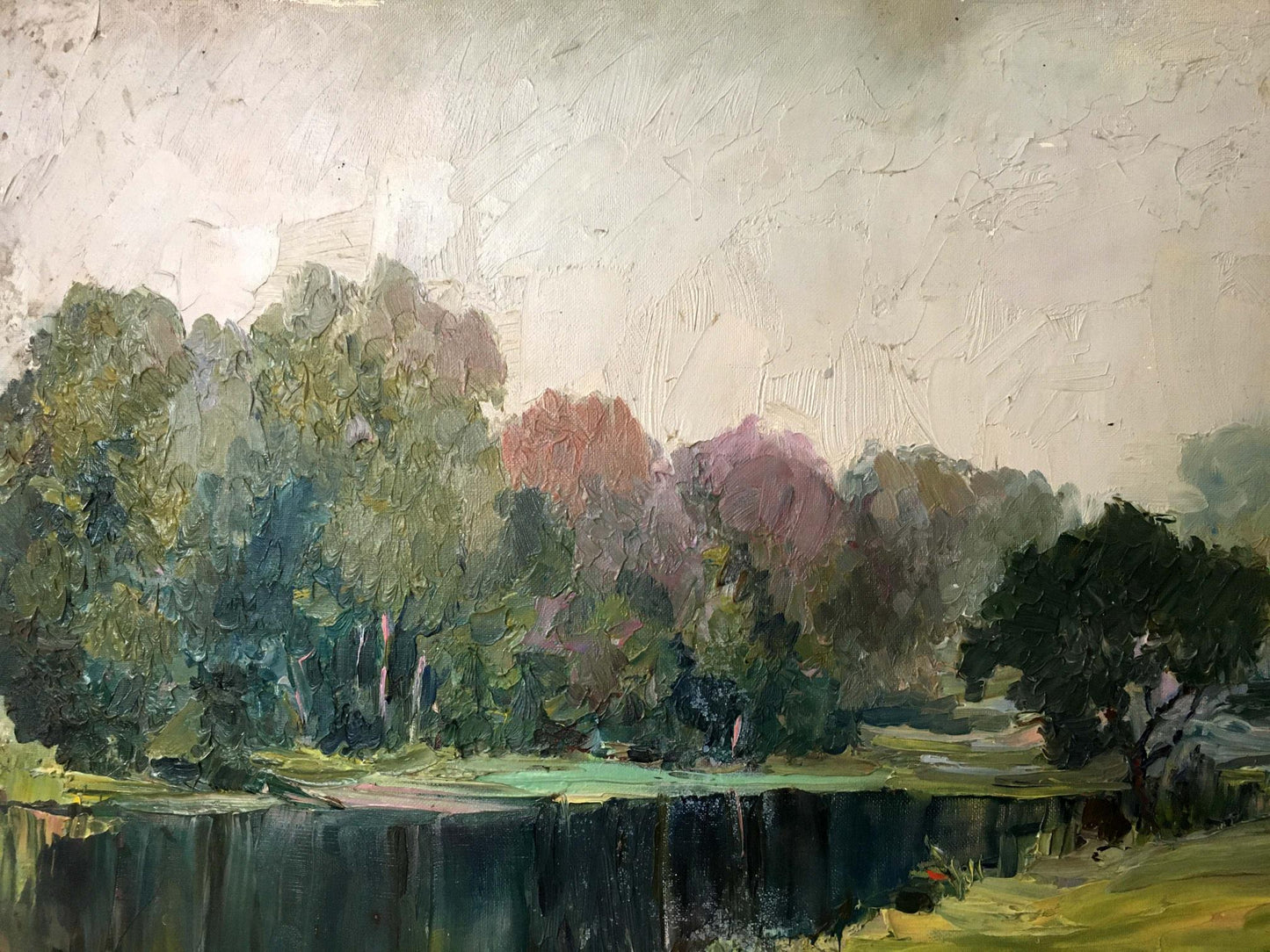 Oil painting River landscape Lednev Dmytro Yakovych