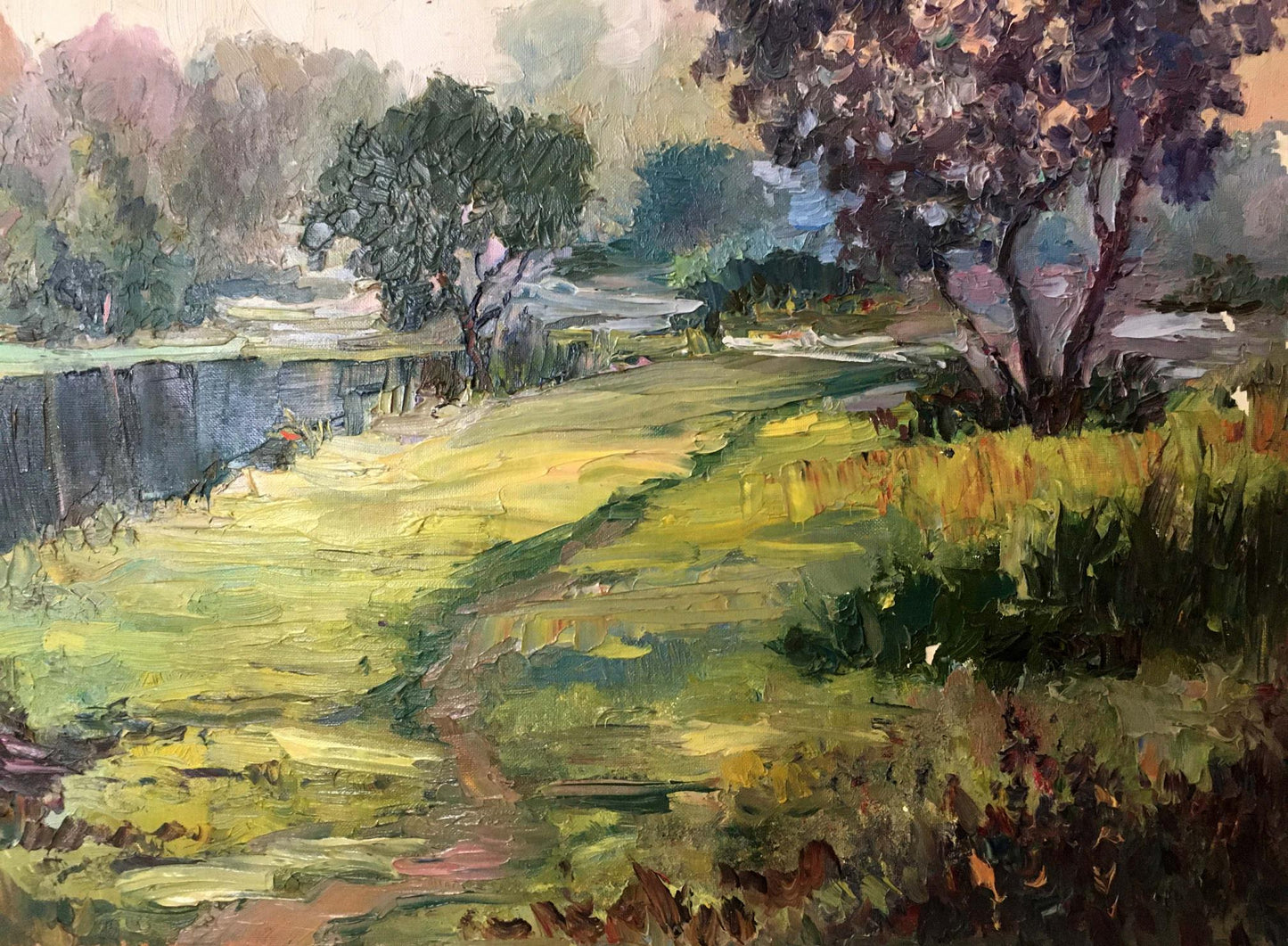 Oil painting River landscape Lednev Dmytro Yakovych