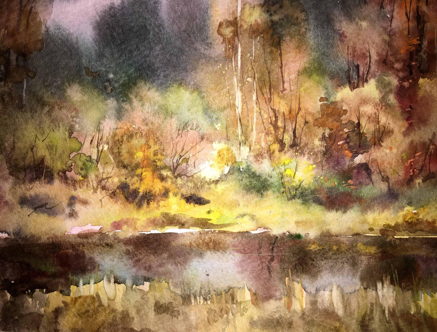 Viktor Mikhailichenko's painting "Autumn Gold" in watercolor